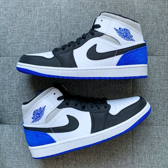 🤍💙🖤 Nike Air Jordan 1 mid white blue black - Picture 3 of 4